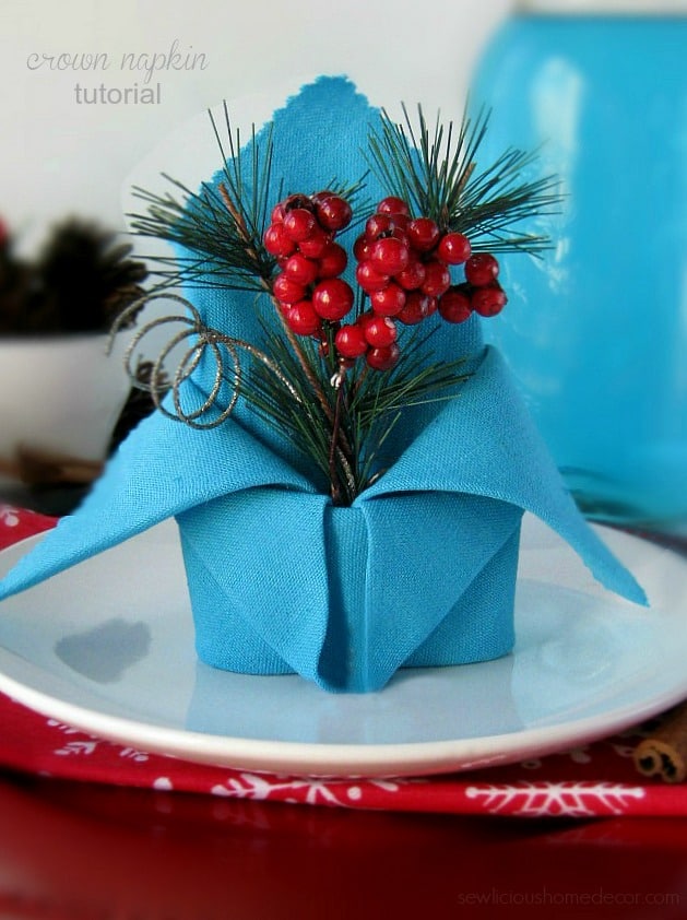 Folded Holiday Crown Napkin Tutorial