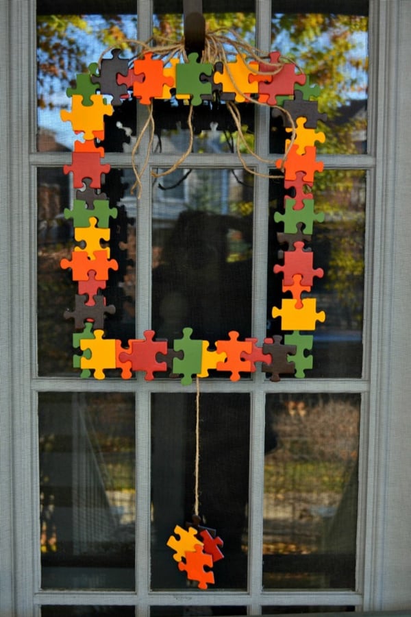 puzzle piece fall wreath