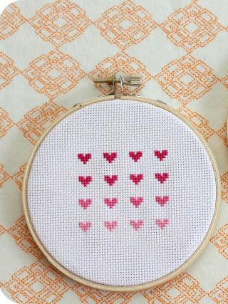 Cross Stitch Ombre Hearts