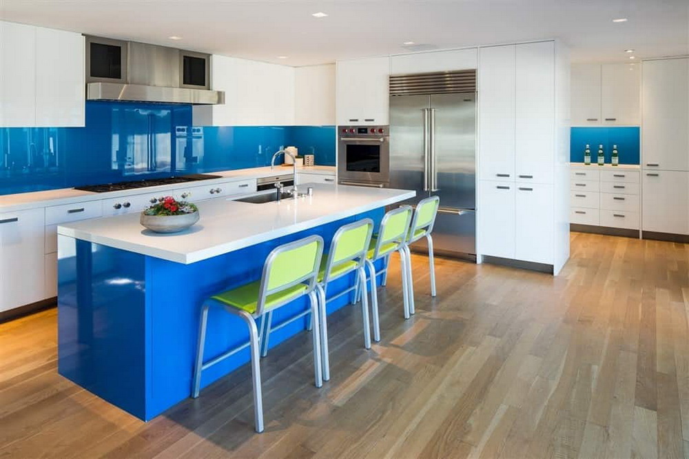 16. Bright and BLUE ISLAND KITCHEN