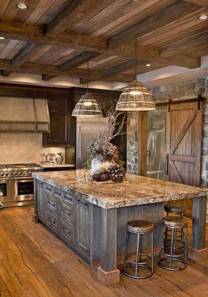 24.Rustic Kitchen with Granite Color