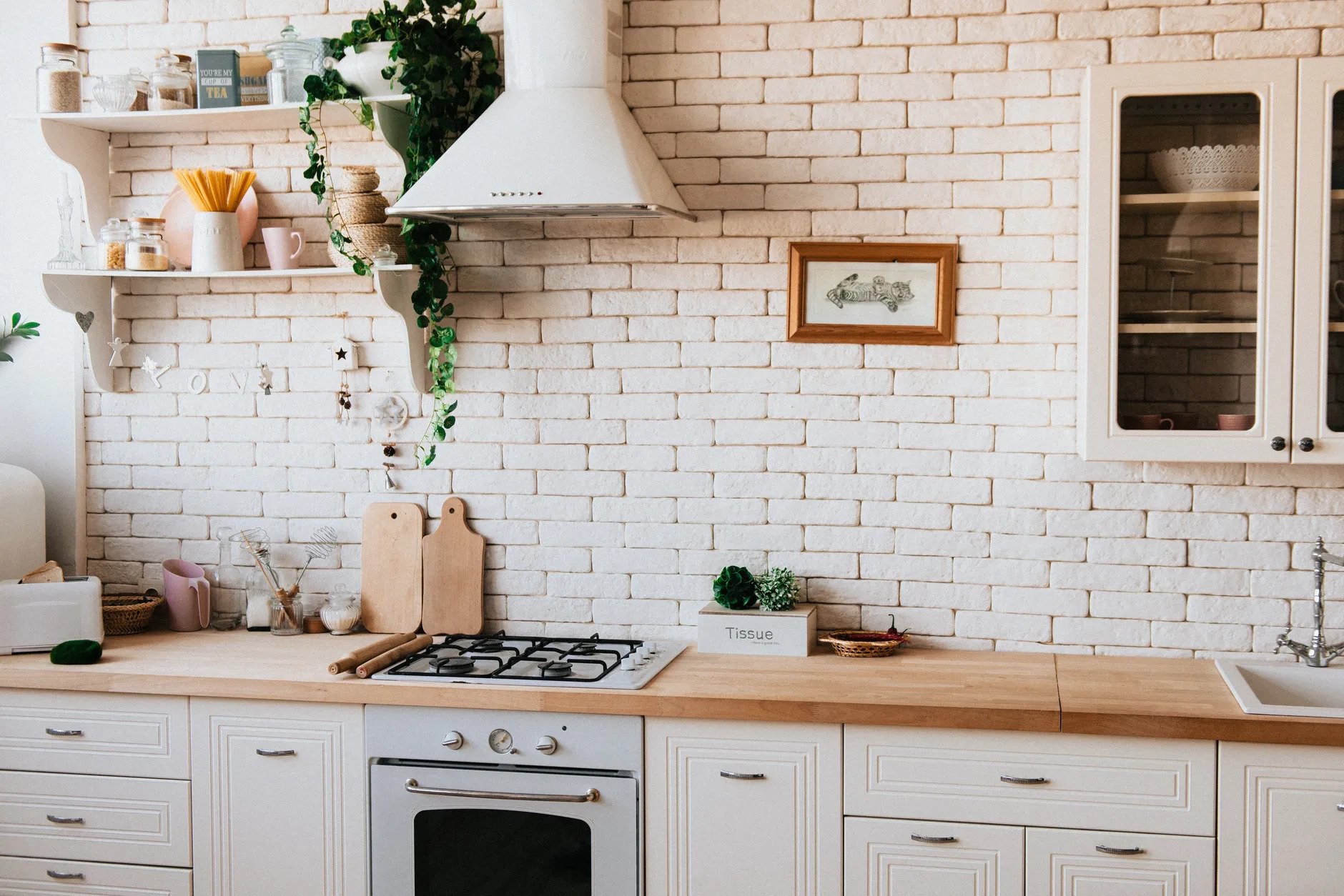 35. Modern Kitchen With Wooden Countertop Decor