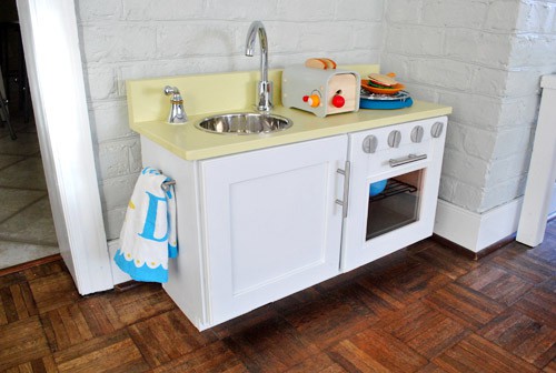 5. Play Kitchen Made From Cabinet