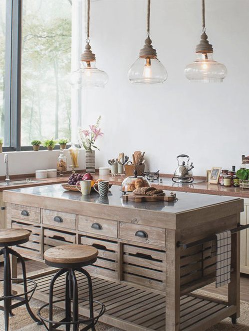 29 Rustic Kitchen Island Ideas To Make, Farmhouse Kitchen Island With Seating And Storage