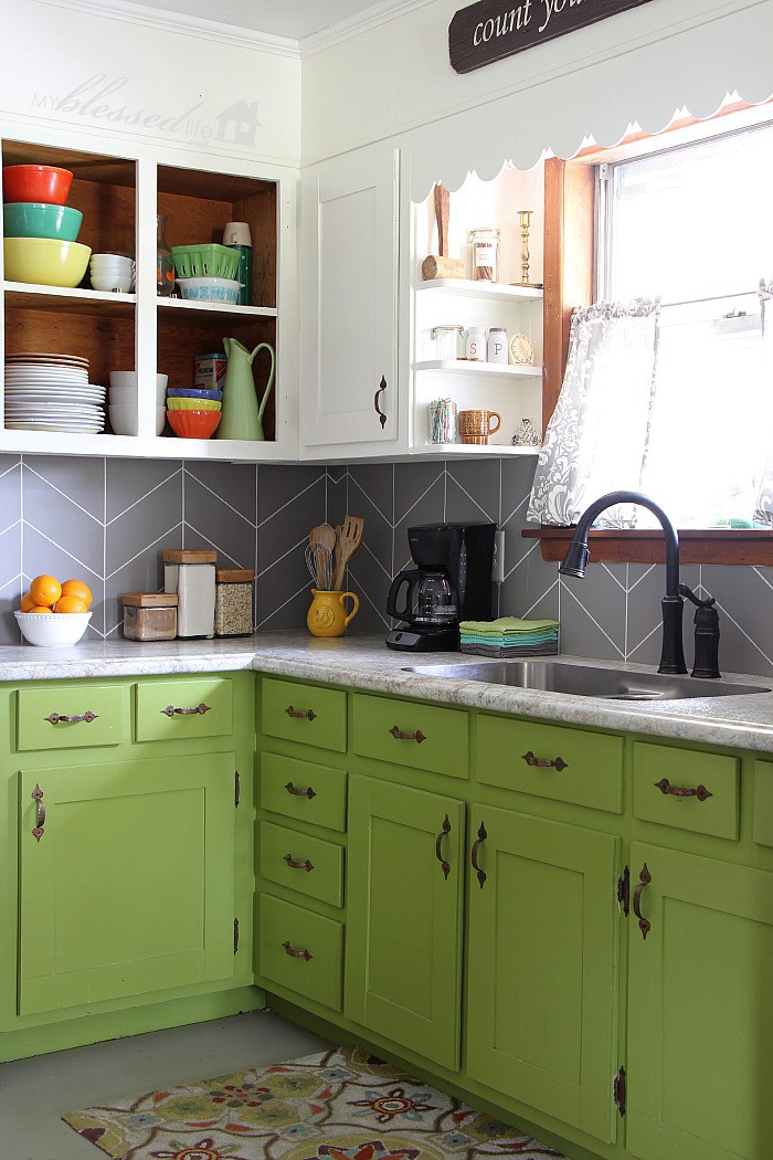 10. DIY Herringbone Tile Backsplash