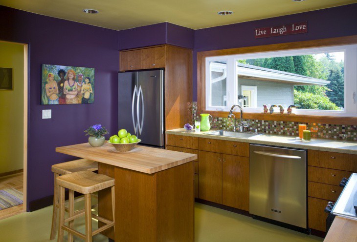 11. Purple Paint On Kitchen Wall