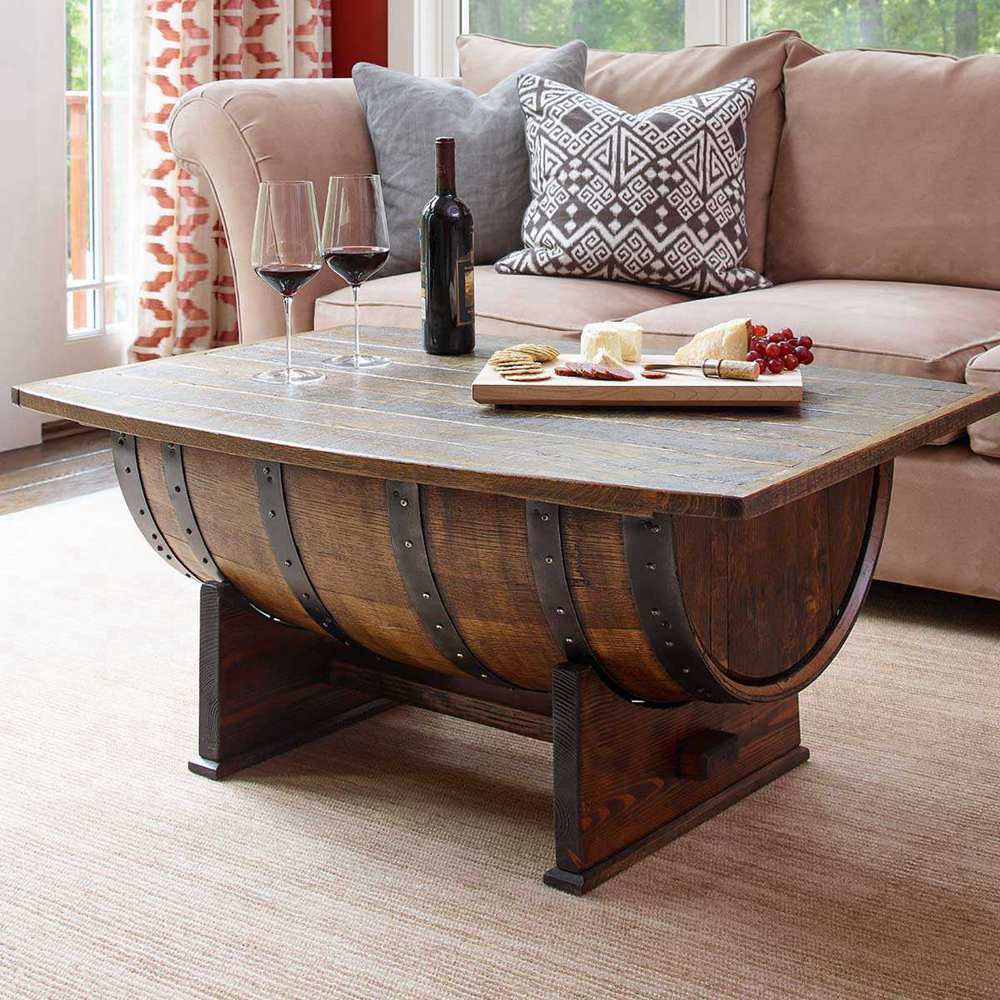 14. DIY Barrel Coffee Table