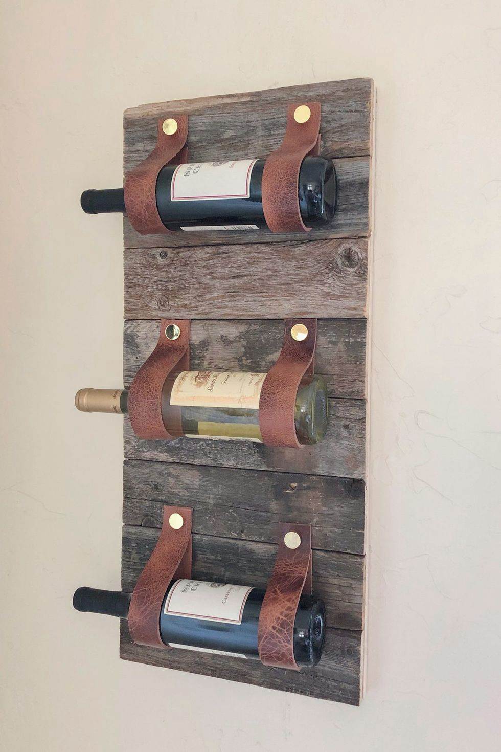 14. DIY Leather Wine Rack