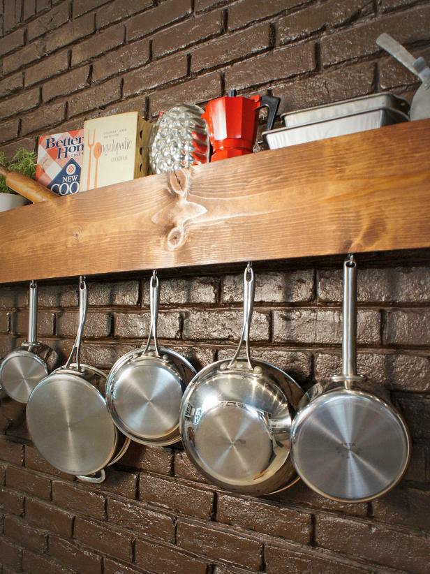 14. DIY Pot Rack And Storage Shelf