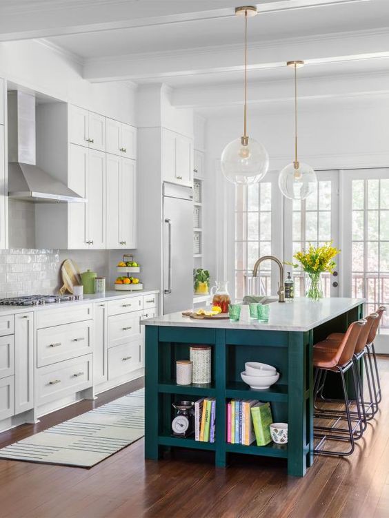 15. Teal Kitchen Island