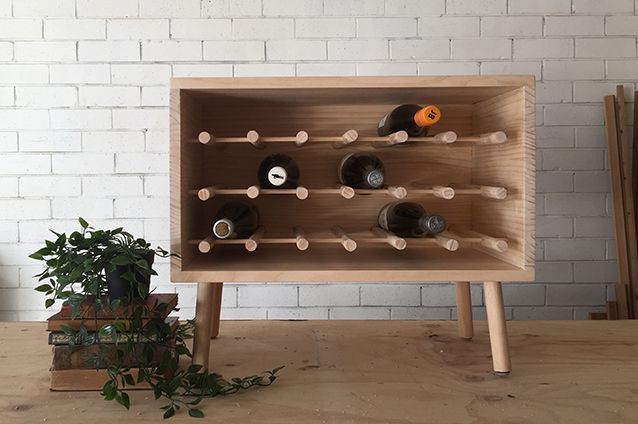 16. DIY Dowel Wine Rack