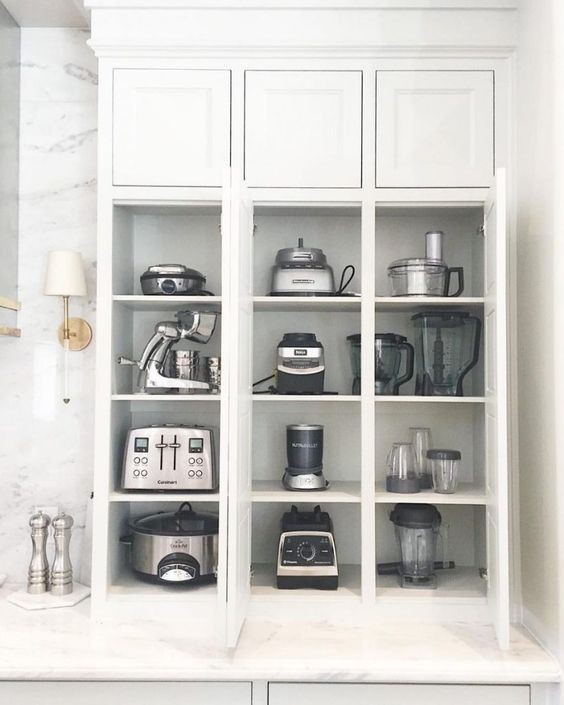 17. Meticulously Organized Kitchen Appliance Storage