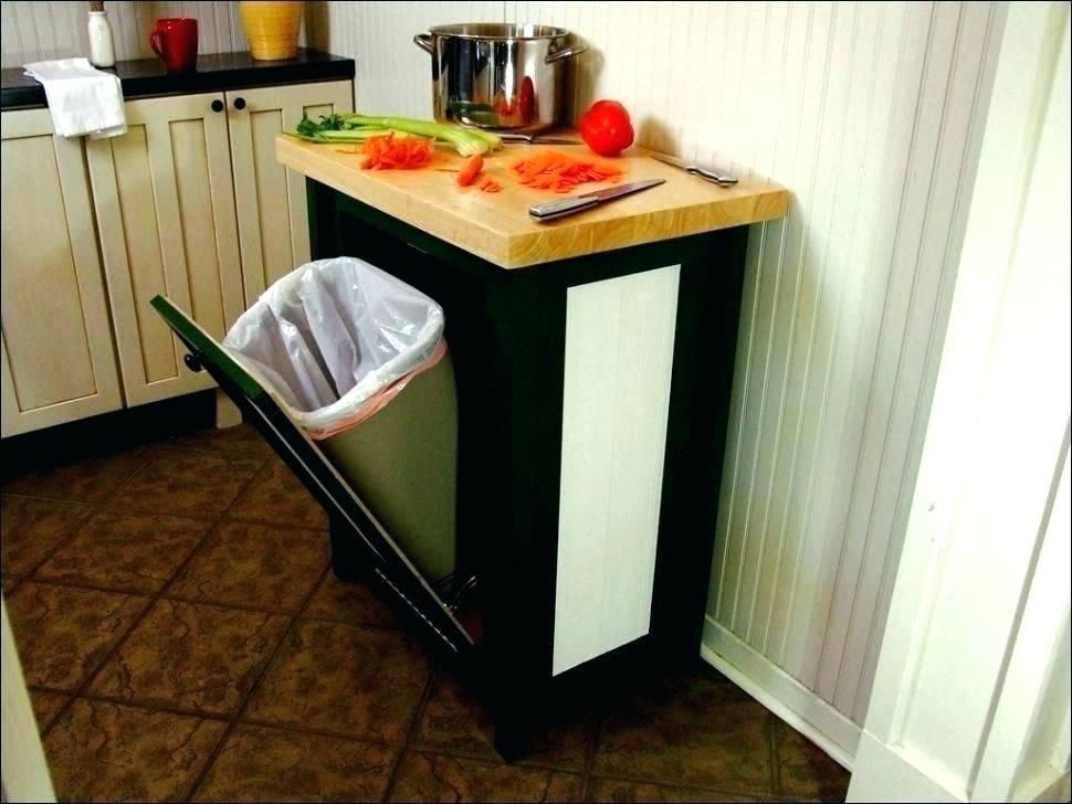 Simple Kitchen Trash Can Storage with Simple Decor