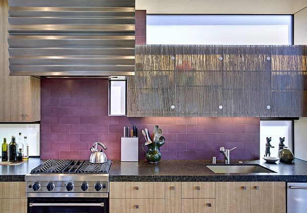 19. Brick Style Kitchen Splash In Purple
