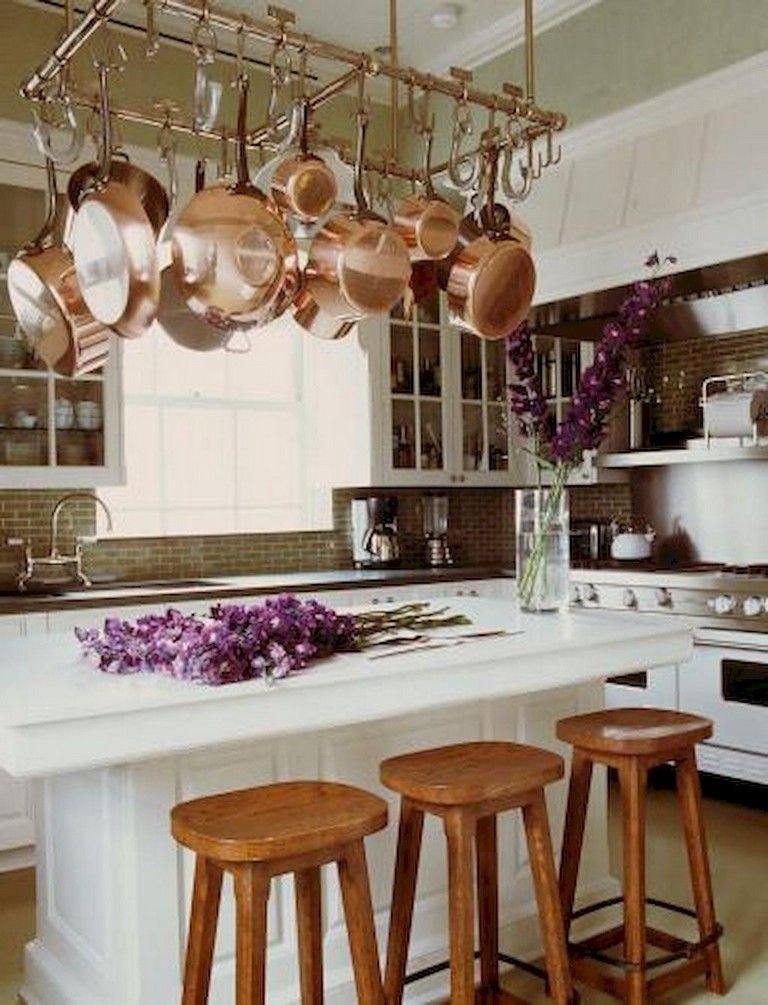 20. Copper Pot Rack Chandelier