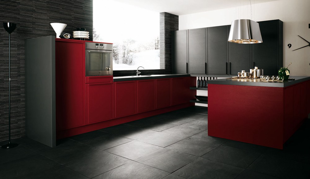 21. Dark Red Kitchen Decor Idea