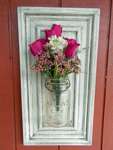 24. Old Cabinet Door Mason Flower Vase