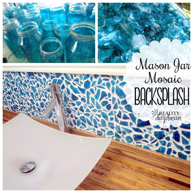 25. Mason Jar Kitchen Backsplash DIY