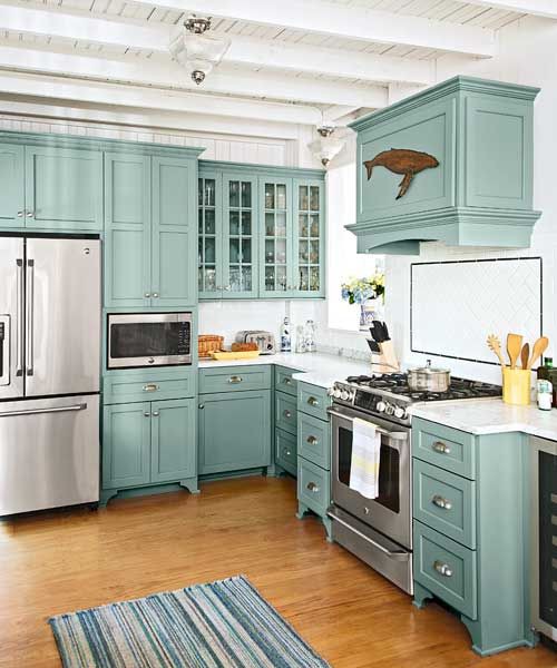 3. Cabinets Covered In Teal