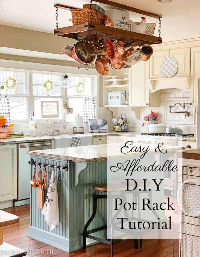 4. DIY Pot Rack With Extra Storage