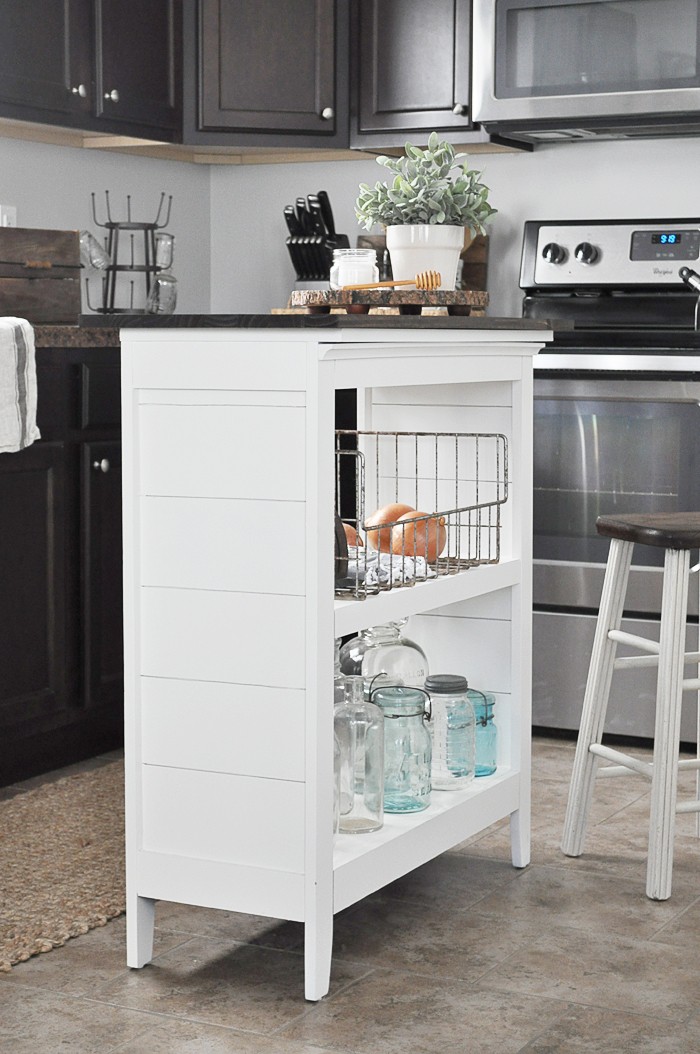 6. Book Shelf Transformed To Kitchen Cart