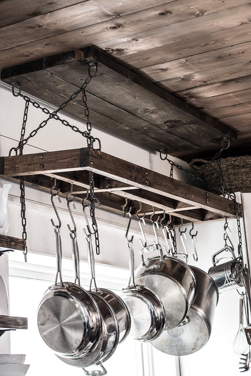 6. DIY Rustic Kitchen Pot Rack