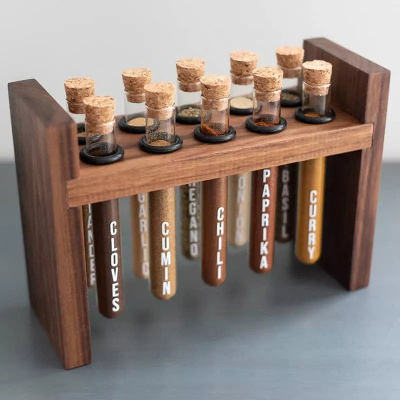 6. DIY Test Tube Spice Rack