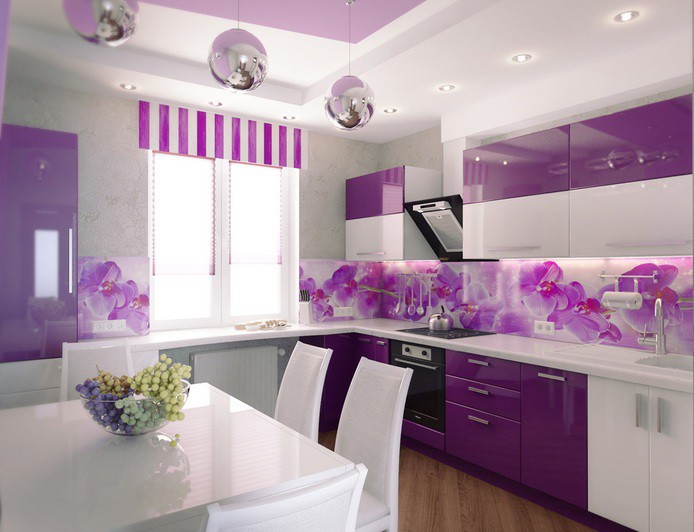 6. Glossy Purple Kitchen Decor