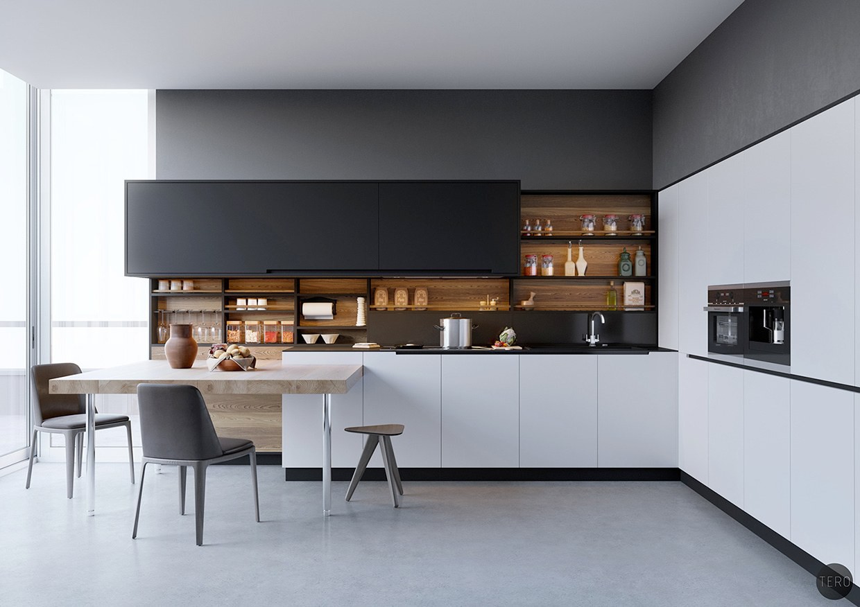 8. Modern Black And White Kitchen