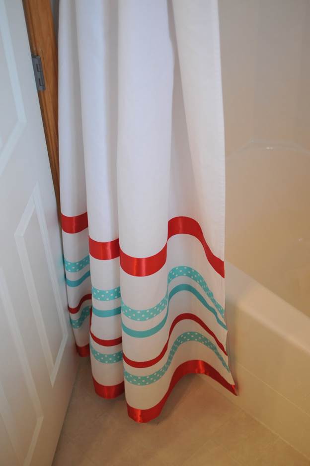 12. DIY Ribbon Shower Curtain