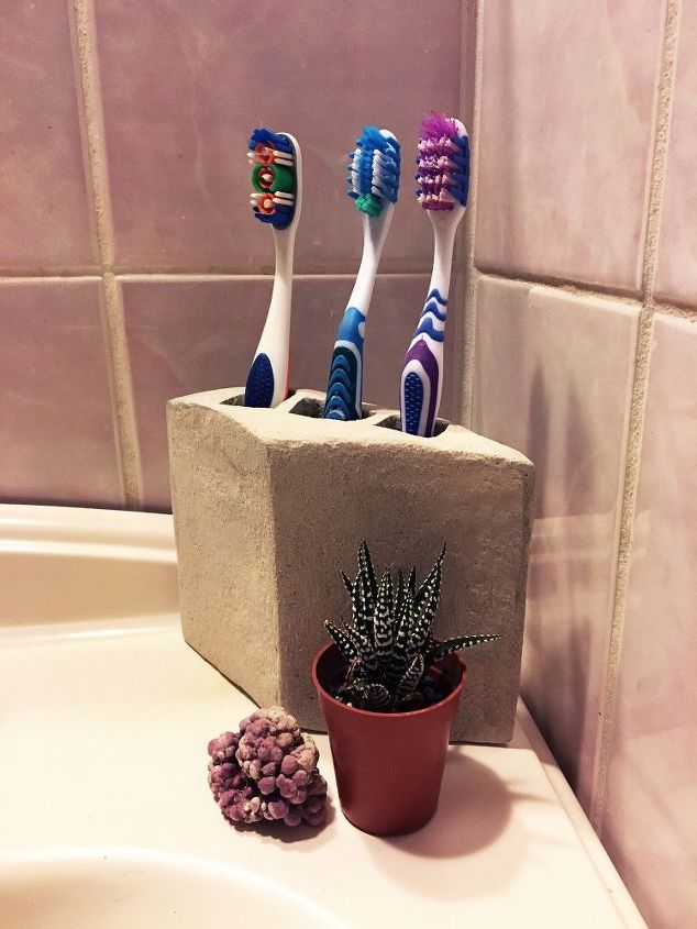 15. Cement Toothbrush Holder DIY