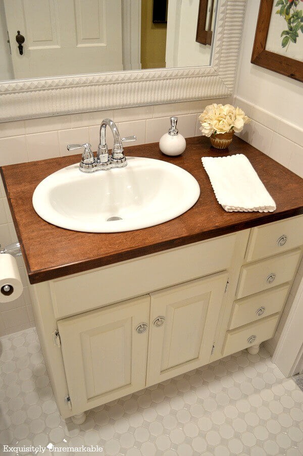 2. Beautiful DIY Wooden Countertop For Bathroom2. Beautiful DIY Wooden Countertop For Bathroom