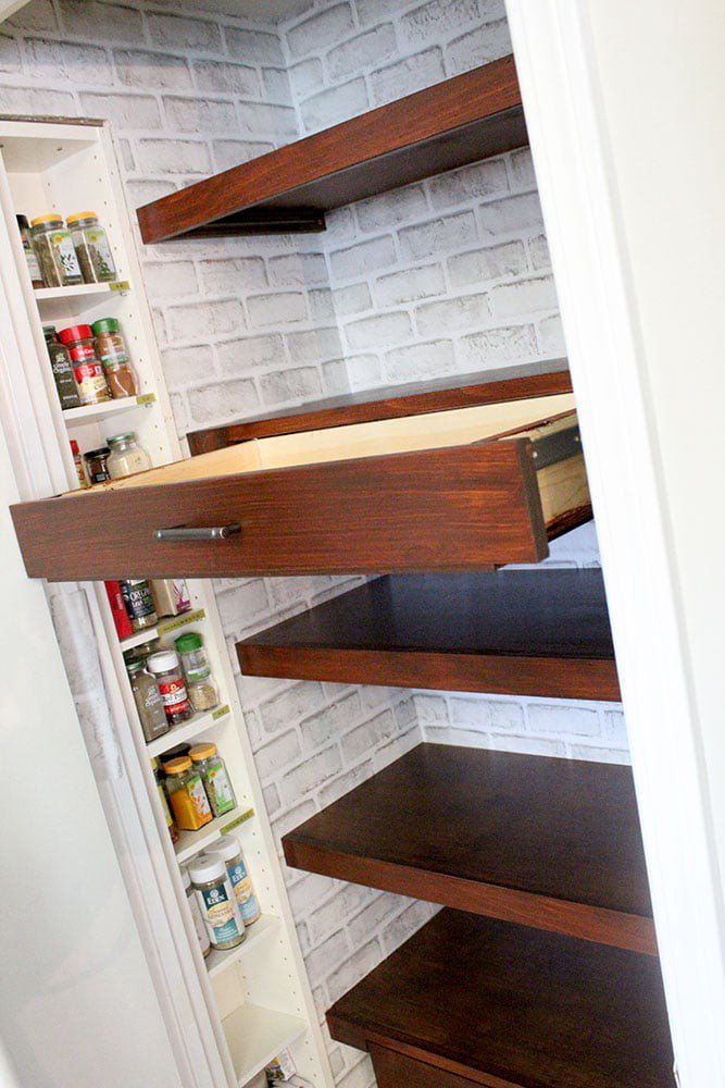 23. DIY Pantry Shelves With Pull Out Drawers