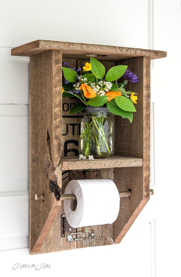 24. DIY Reclaimed Wood Toilet Paper Holder