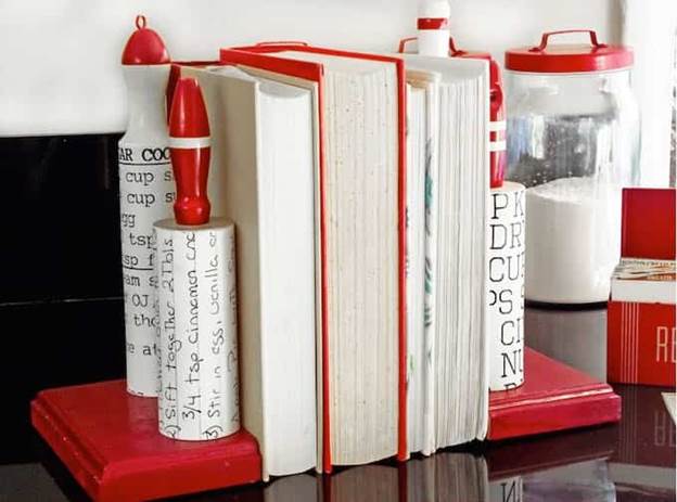 30. DIY Bookends From Vintage Rolling Pins