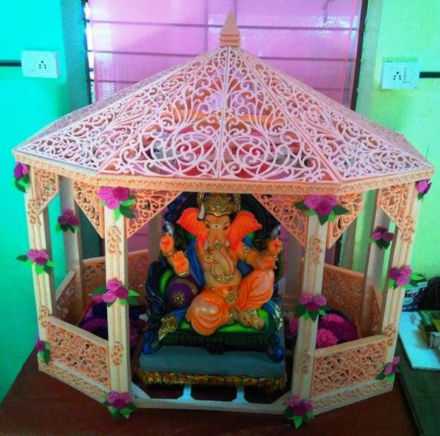 16. DIY Thermocol Decorative Temple