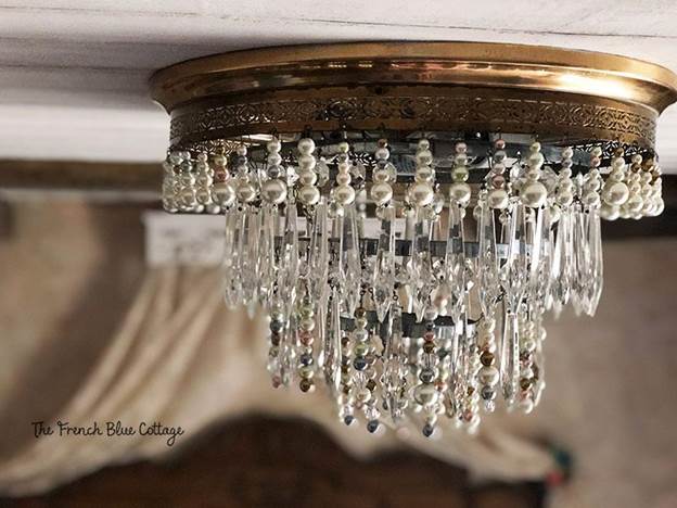 4. DIY Chandelier Makeover With Crystals And Beads