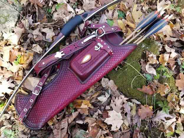 5. Blood Red DIY Leather Arrow Quiver