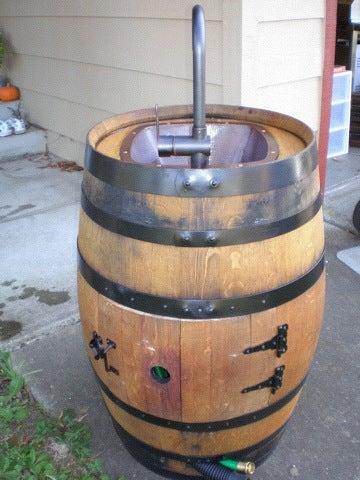 6. Outdoor Sink DIY With Wine Barrel