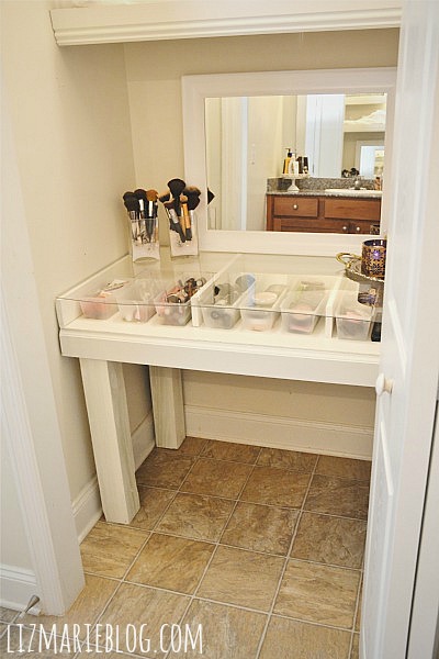 8. DIY Glass Top Makeup Vanity