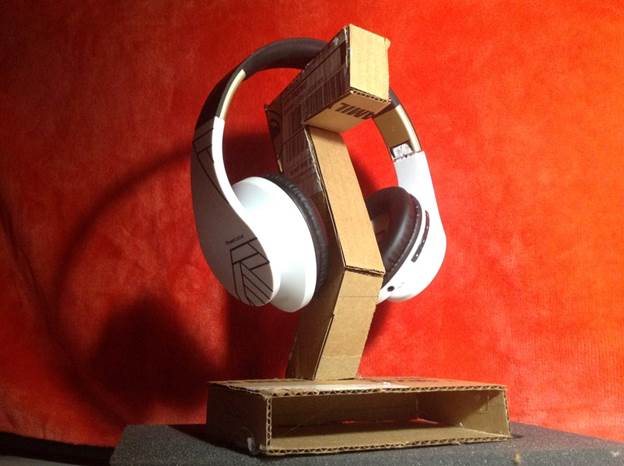 11. Cardboard and Hot Glue DIY Headphone Stand