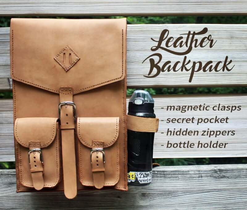 11. Hand Stitched Leather Backpack