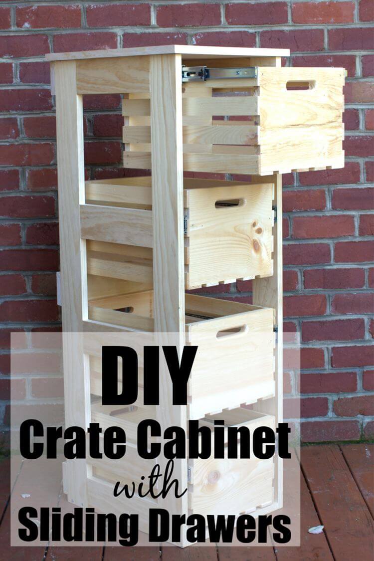 14. DIY Cabinet with Sliding Crate Drawers
