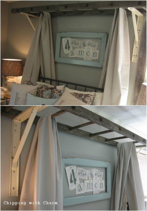 2. Old Ladder Re-Purposed DIY Bed Tent