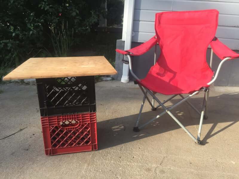 20. Milk Crate Table Top DIY