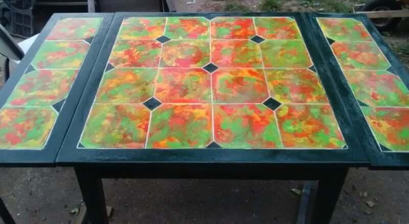 21. Alcohol Ink Tiled Table Top DIY