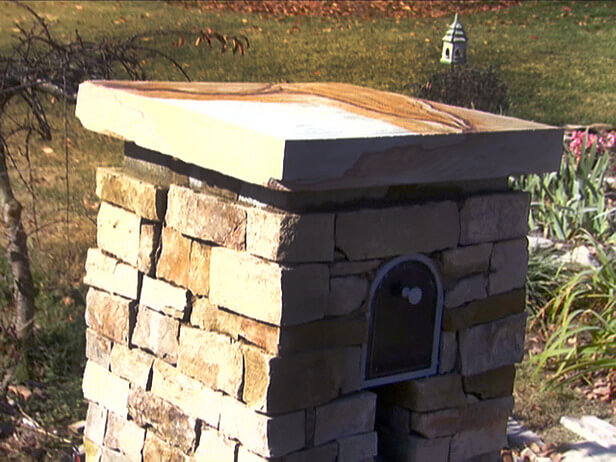 3. Stone DIY Mailbox Post