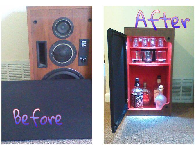 6. DIY Conversion of Unused Speaker Into Mini Liquor Cabinet