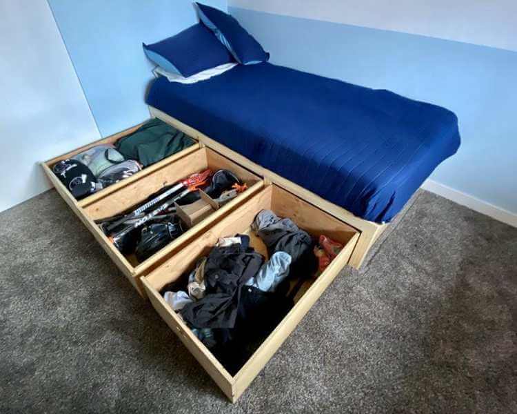 25 Diy Storage Bed Ideas How To Build, Build A Twin Bed Frame With Drawers
