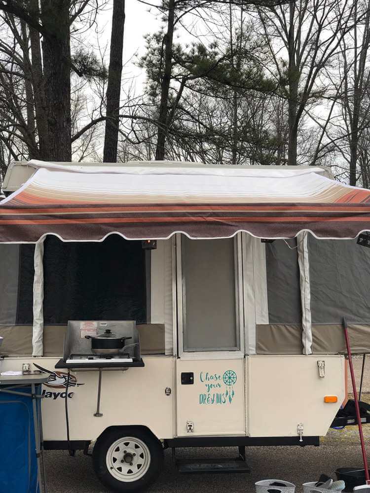 10. DIY camper awning for pop-up camper